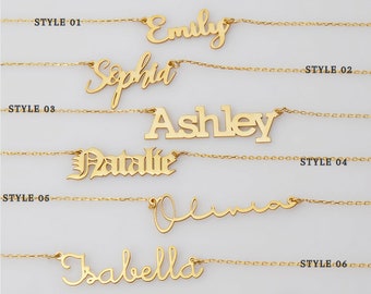 14 K SOLID GOLD Custom Name Necklace - 14 K Gold  Name Jewelry - Solid Gold - Gift for Mama  - Christmas Gift for Wife - Mama Necklace - NN3