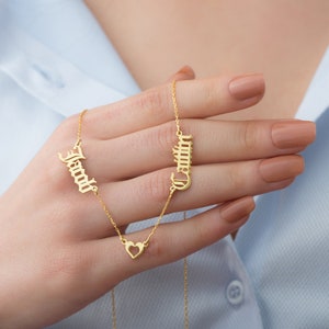 Multiple Name Necklace Christmas Gift for Mom Family Necklace Three Name Necklace Mama Name Necklace Gold Grandma Necklace FNN image 3