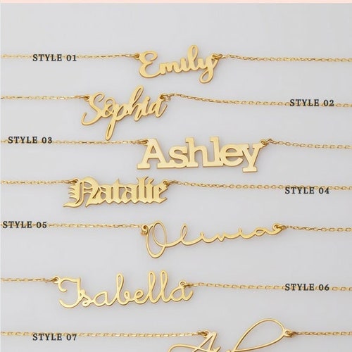 Personalized Name Necklace Gold Custom Initial Necklace Etsy