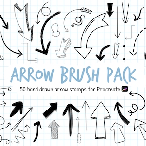 50 Hand Drawn Arrow Stamp Brushes for Procreate | Instant Digital Download | Ready to Use for Bullet Journals, Lettering Projects Etc.