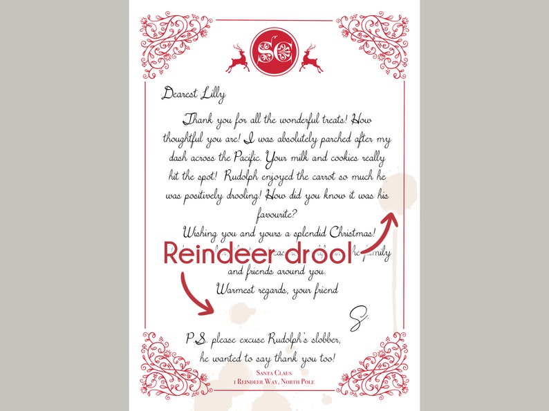 Personalised Thank You Letter From Santa Claus Printable | Etsy