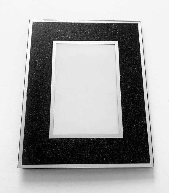 Black glitter glass frame Black glass frame Photo Frame Etsy