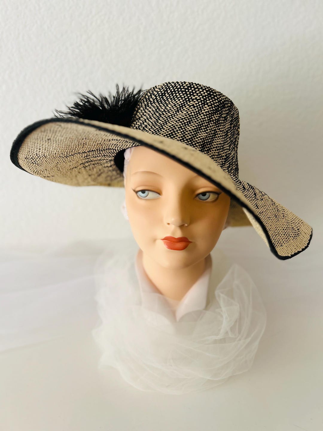 San Diego Hat Green Tan Straw Boater Hat NWOT Women main image 3
