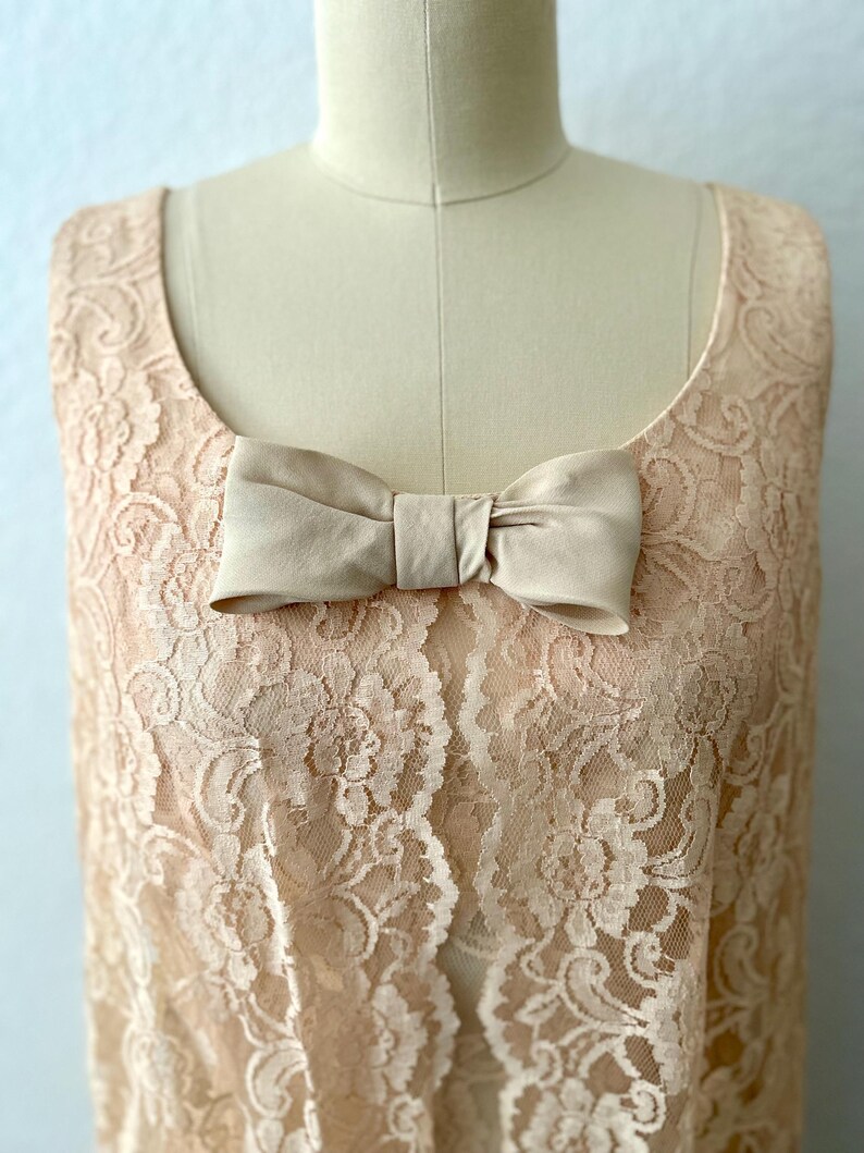 1960s Peach and Yellow Lace Gown