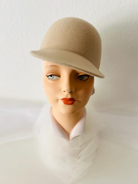 SALE Wyeth RARE round Green wool Hat with Feather Accent Feather Hat Accent - Sorrel – Willow Lane Hat Co main image 3