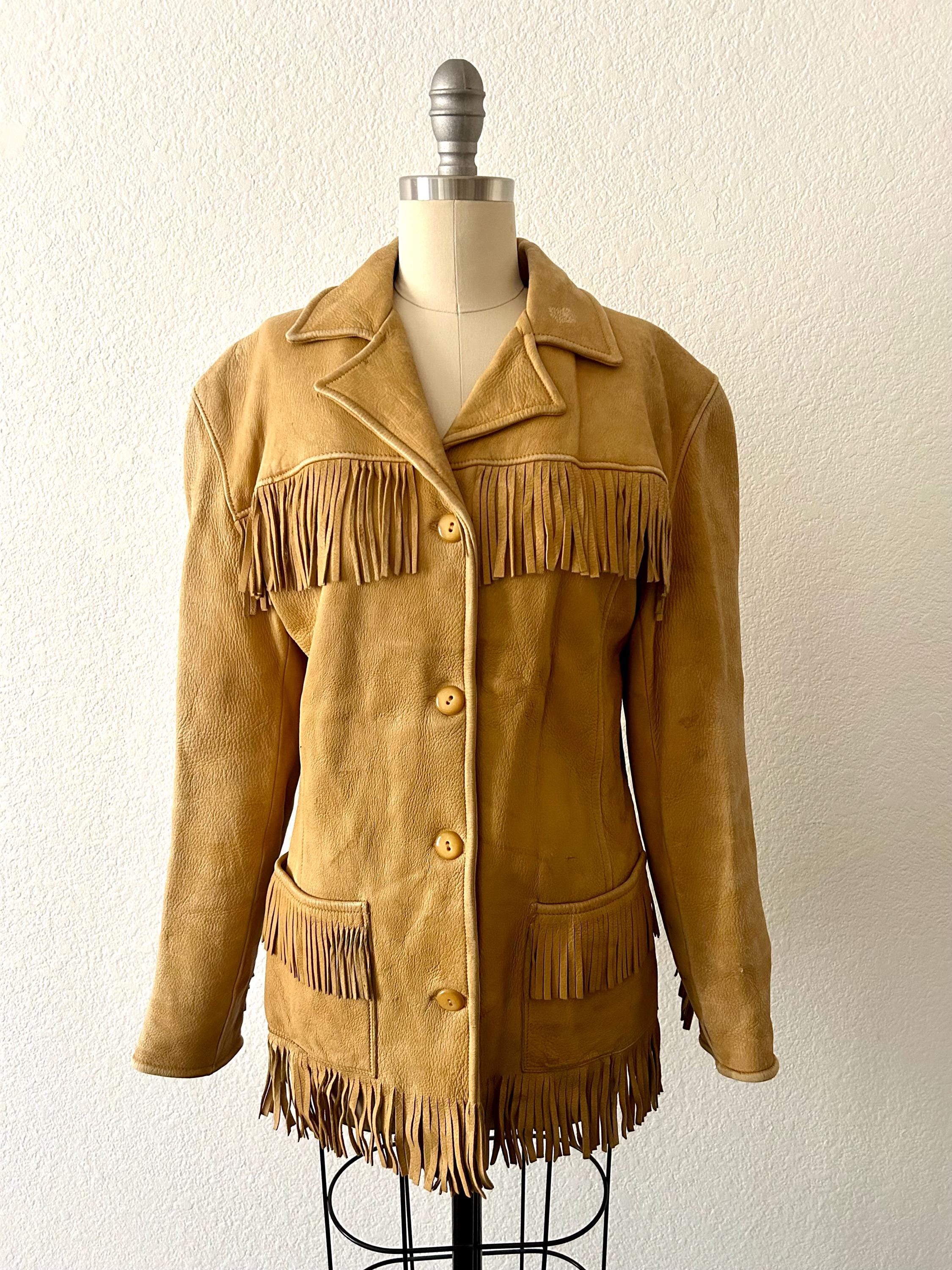Vintage 60s Butter Yellow Buckskin Leather Jacket/fringe Vintage 60s Butter Yellow Buckskin Leather Jacket/fringe