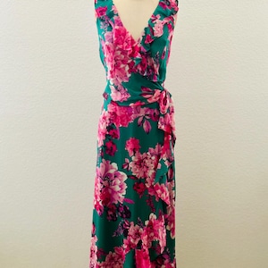 chinese dress ladies London Times Faux-Wrap Tie-Waist Maxi Dress (PETITE)  New Yorker's Apparel