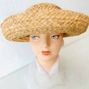 Vintage 90s Helen Kaminski Straw Boater/black Ribbon Accent 