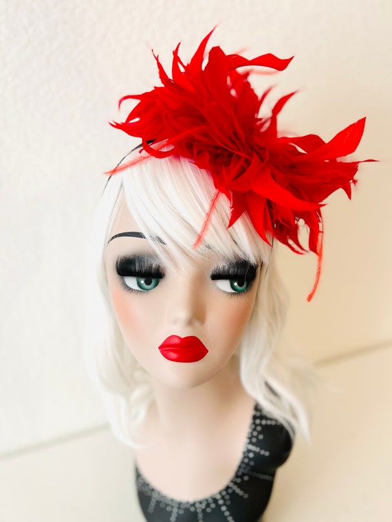 Flamboyant Fiery Feather Fascinator-Siren song Mu… - image 1