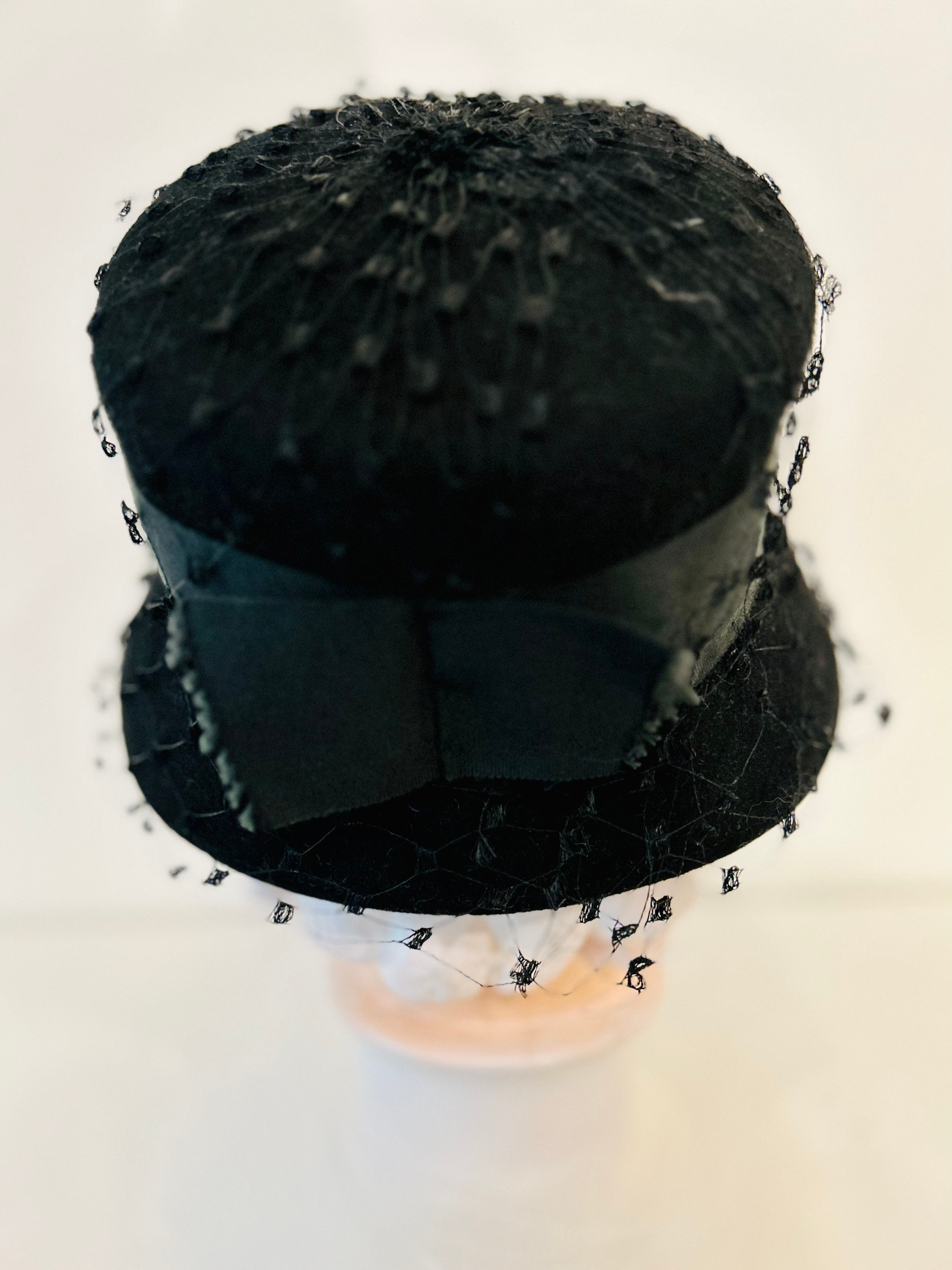 Vintage 1950s Henry Pollak-glenover Black Wool Hat/black 
