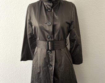 Vintage 1990s DKNY Carbon Metal Trench Coat/40's Style Trench