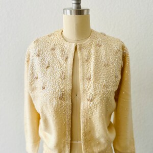 Vintage Angora, Fur & Bead Embellished Cardigan