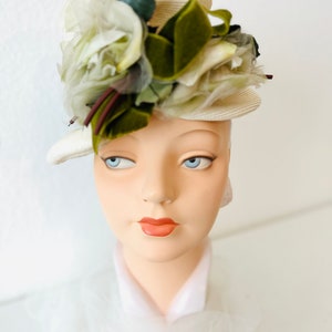 Richard Original vintage Elegant Brown Floral Women\'s Hat feathers/tulle/flowers Richard Original Feather Hat Women main image 2