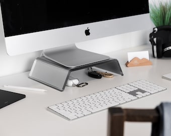 Silver Acrylic Monitor Stand: iMac, Mac Mini Riser
