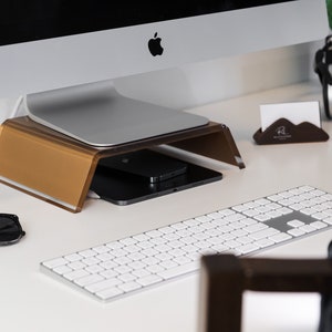 iMac Stand / Acrylic Monitor Stand / Premium Acrylic Computer Monitor Riser for Home Office Business w/ Sturdy Platform/Mac Mini Stands