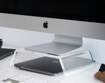 Clear Acrylic Monitor Stand, Computer Riser for iMac, Mac Mini