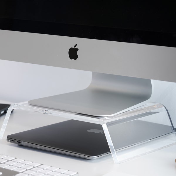 iMac Ständer / Acryl-Monitorständer / Premium-Acryl-Computermonitor-Riser für Home-Office-Business mit stabiler Plattform / Mac Mini-Ständern