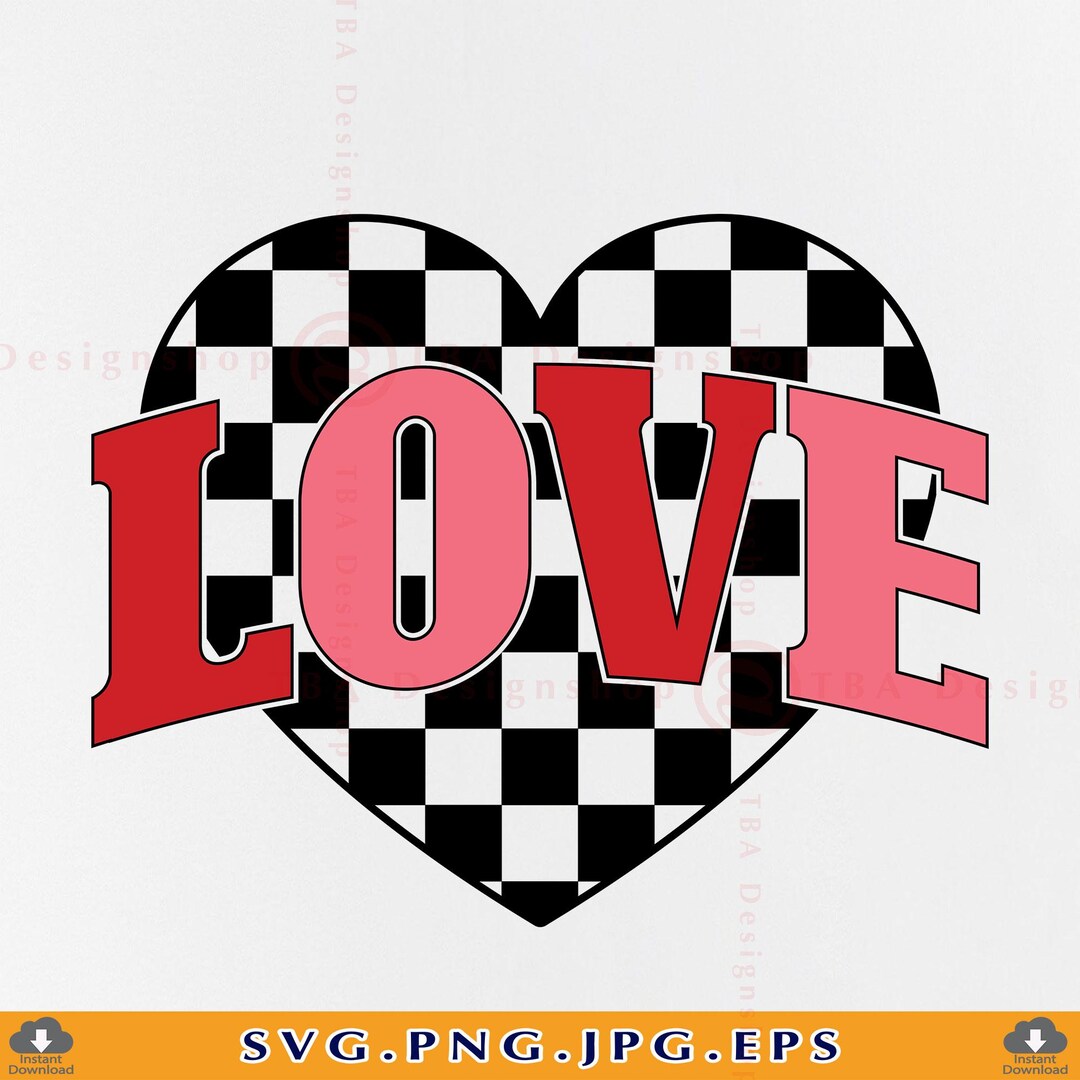 Love Checkered Heart SVG, Retro Valentine PNG (digital Download) - Etsy