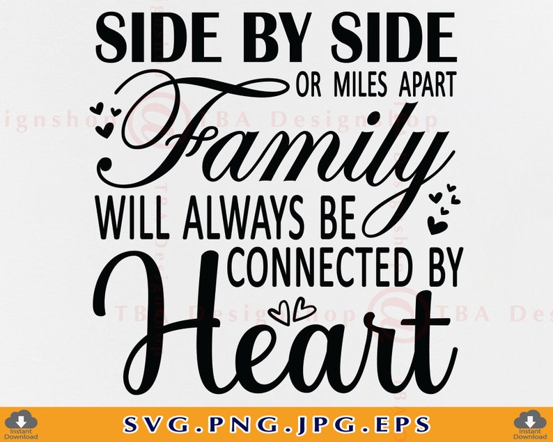 Family SVG Side by Side or Miles Apart Will Always Be Family - Etsy