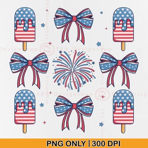 Coquette 4th Of July PNG, 4th of july Shirt PNG, American Flag Bow Png, USA Ice cream, Sweet Land of Liberty, Firework, Patriotic Gifts, Png