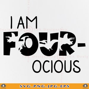 Im Four- Ocious SVG, Dinosaurier Geburtstag SVG, Junge Geburtstag Shirt SVG, 4