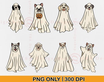 Geisterhund Halloween PNG Bundle, Retro, gruseliges Design (Digitaler Download)