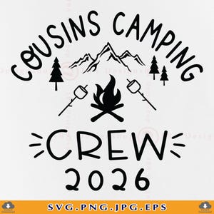 Archivos SVG para camisetas de vacaciones familiares con temática de campamento de primos (archivos digitales)