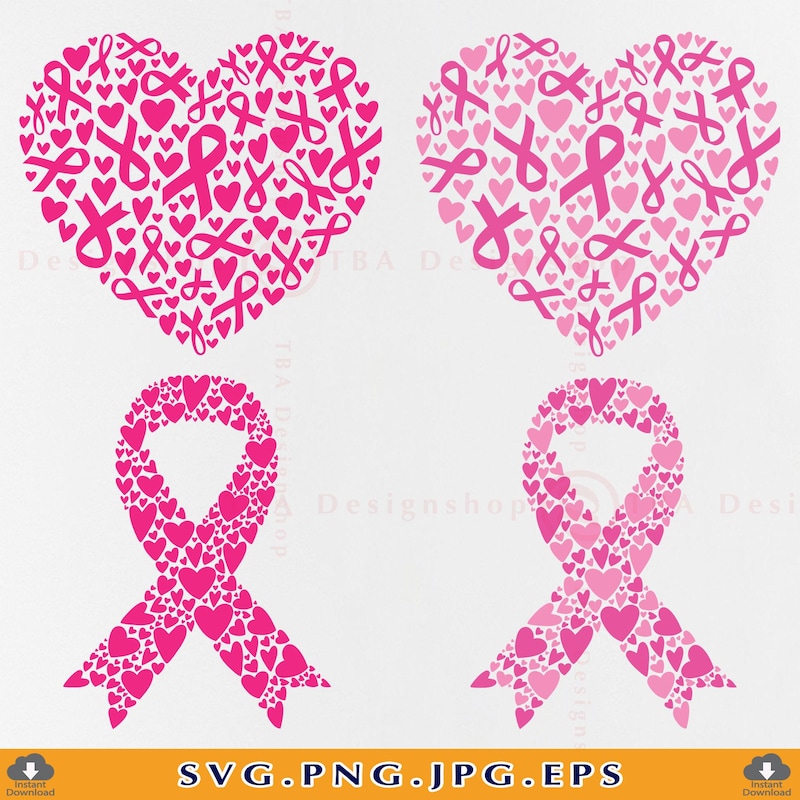 Pink Ribbons in Heart Shape - Etsy UK
