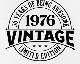 50th Birthday SVG, 1976 Vintage Design (Digital Download)