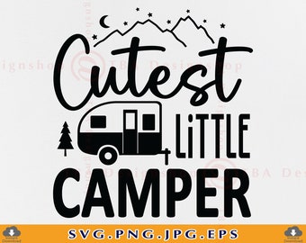 Schattige kleine camper SVG, kinder campingshirt ontwerp (digitale download)