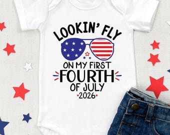4th of July Baby SVG, Lookin' Fly Onesie Design (Digital Download)