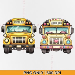 School Bus PNG Bundle Sublimation Design, Bus Driver PNG, Cute Yellow School Bus Clipart, Hand Drawn School Bus Png, Back to School Png, PNG