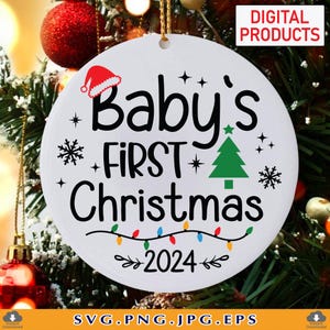 Premier ornement de Noël Svg de bébé, décorations de Noël 2024 SVG, SVG de Noël pour bébé, 1er cadeaux de Noël de Noël pour bébé, fichiers de coupe pour Cricut, Svg, PNG