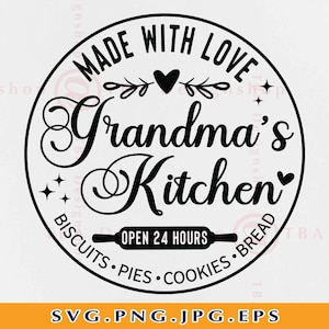 Omas Küche SVG, Omas Küchenschild SVG, Spruch Spruch SVG, Küche Wand dekor, Koch Geschenk, Schneidedateien für Cricut, Svg, Png