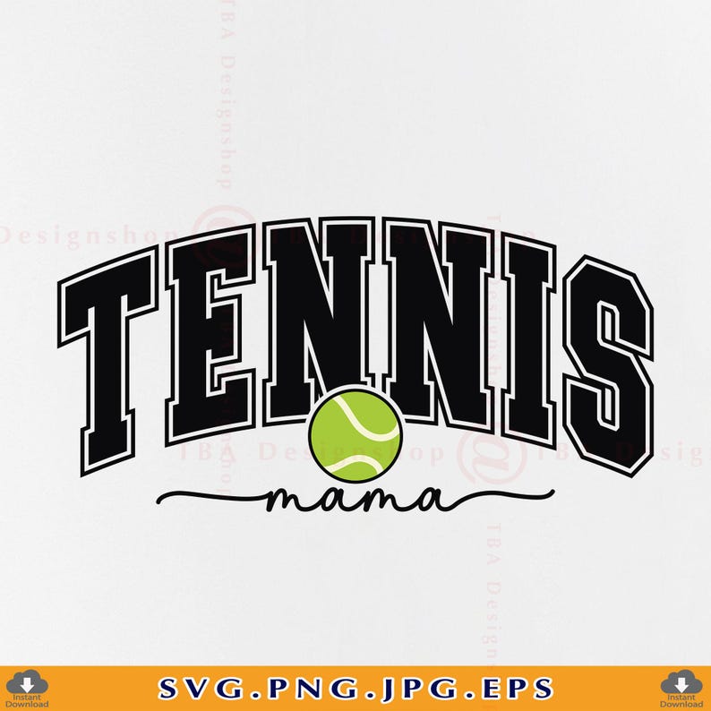 Tennis Mama svg, png, jpg, eps, Varsity Design (Digital Download) zdjęcie 1
