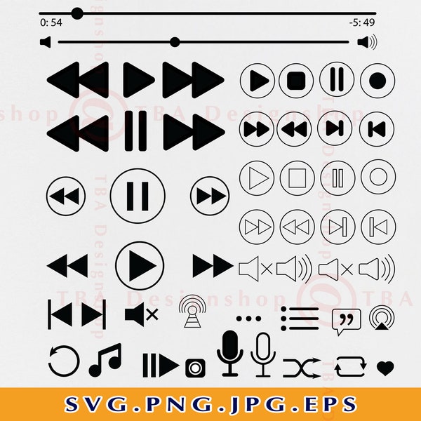 Audio Control Buttons svg,Music Player Buttons svg,Spotify Music Player Buttons svg,Apple Music Player Buttons svg,Music Player svg,bundle