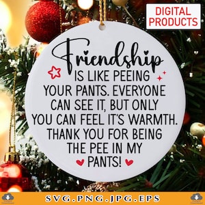 Funny Friendship Christmas Ornament SVG, Friendship Is Like Peeing Your Pants, Friendship Christmas Gift, Best Frined Xmas, Files, SVG, PNG