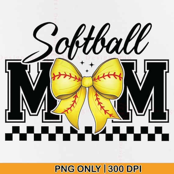 Softball Mom Coquette Bow PNG, Retro Design (Digital Download)