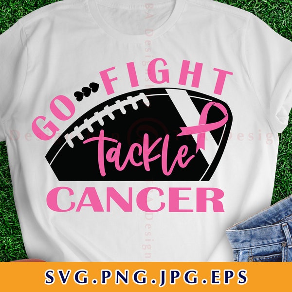 Go Fight Tackle Cancer Svg, Breast Cancer Svg, Football Svg, Cheer For The Cure Svg, Ribbon,Cheerleader,Shirt, files for Cricut, Svg,Eps,Png