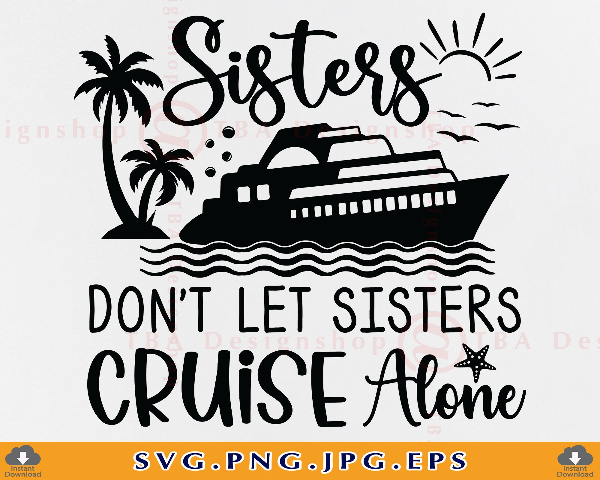 White Trucker Hat with Nautical Print sisters dont let sisters cruise alone Sister Dont Let Sisters Cruise Alone - Etsy main image 4