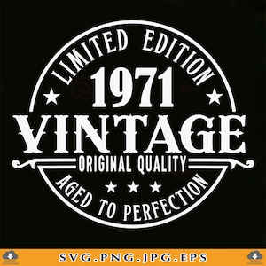 55th Birthday SVG, Vintage 1971 Design (svg, png, jpg, eps)