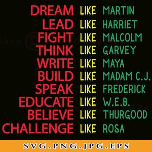 Dream Like Martin Svg, African American Svg, Black History Svg, Afro Svg, Black Power Shirt Svg, SVG Dateien für Cricut, Svg, Png
