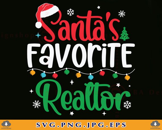 Funny Santa's Favorite Realtor Christmas Santa Hat Light T-Shirt Funny Santa's Favorite Realtor Christmas Santa Hat Light T-Shirt