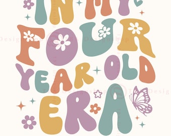 Archivo SVG para niña de cuatro años, archivo de corte para niña de 4 años (SVG, PNG)