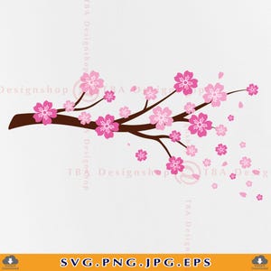 Cherry Blossom Branch Svg, Cherry Blossom svg, Spring Cherry Blossom svg, Sakura Svg, Japonês Sakura Flower Svg, arquivos para Cricut,Svg,Eps,Png