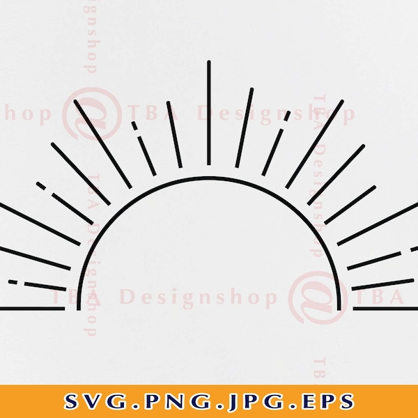 Sun SVG, Half Sun Svg, Sunburst SVG, Boho Sun Svg, Sunburst Clipart, Sun Vector, Sunshine SVG Cut File, Sun Rays, Files for Cricut, Svg, Png