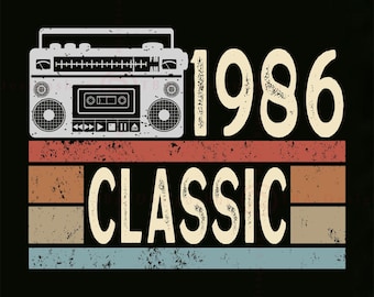 Radio clásica de 1986, PNG, regalo de 40 cumpleaños (descarga digital)