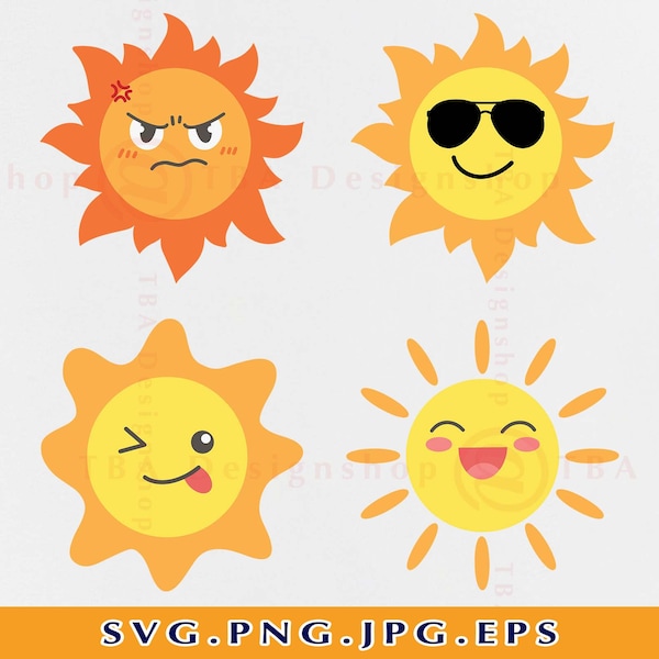 Sun SVG, Sun Svg Bundle, Sun Clipart, Sun Svg designs, Sun Vector, Cute Sun SVG, Happy Sun SVG, Smile Sun Face Svg,Files for Cricut,Svg,Png