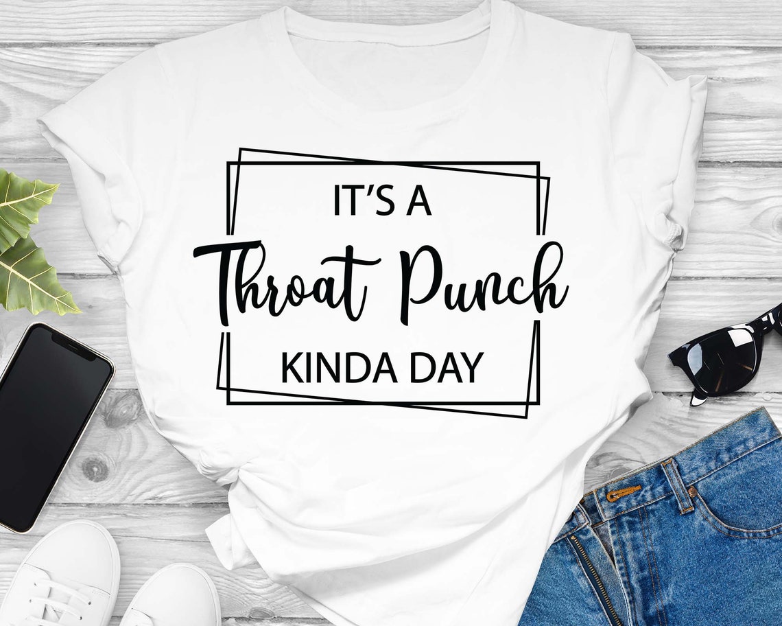 "It's A Throat Punch Kinda Day" Funny Women's T-Shirt - Letter Printed Short Sleeve Tee, Pink