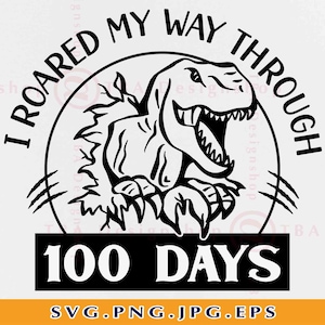 Ik brulde mijn weg door 100 dagen SVG, Dinosaur 100 dagen school SVG, 100 dagen jongen shirt SVG, 100 dagen cadeau, gesneden bestanden voor Cricut, Svg, Png